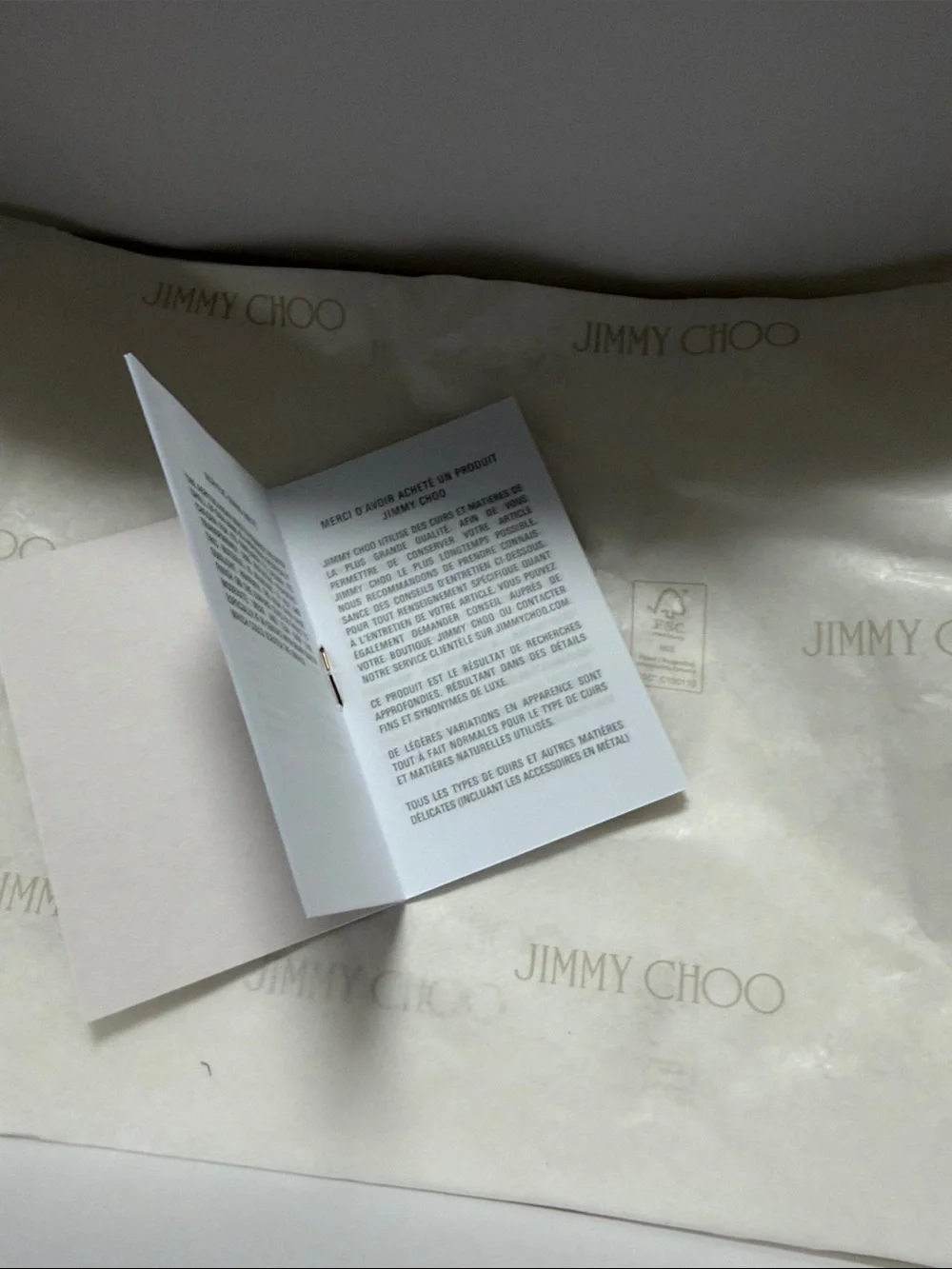 Jimmy Choo Box with Gold Foil Logo/ jimmy Choo printed tissues papers/ book card